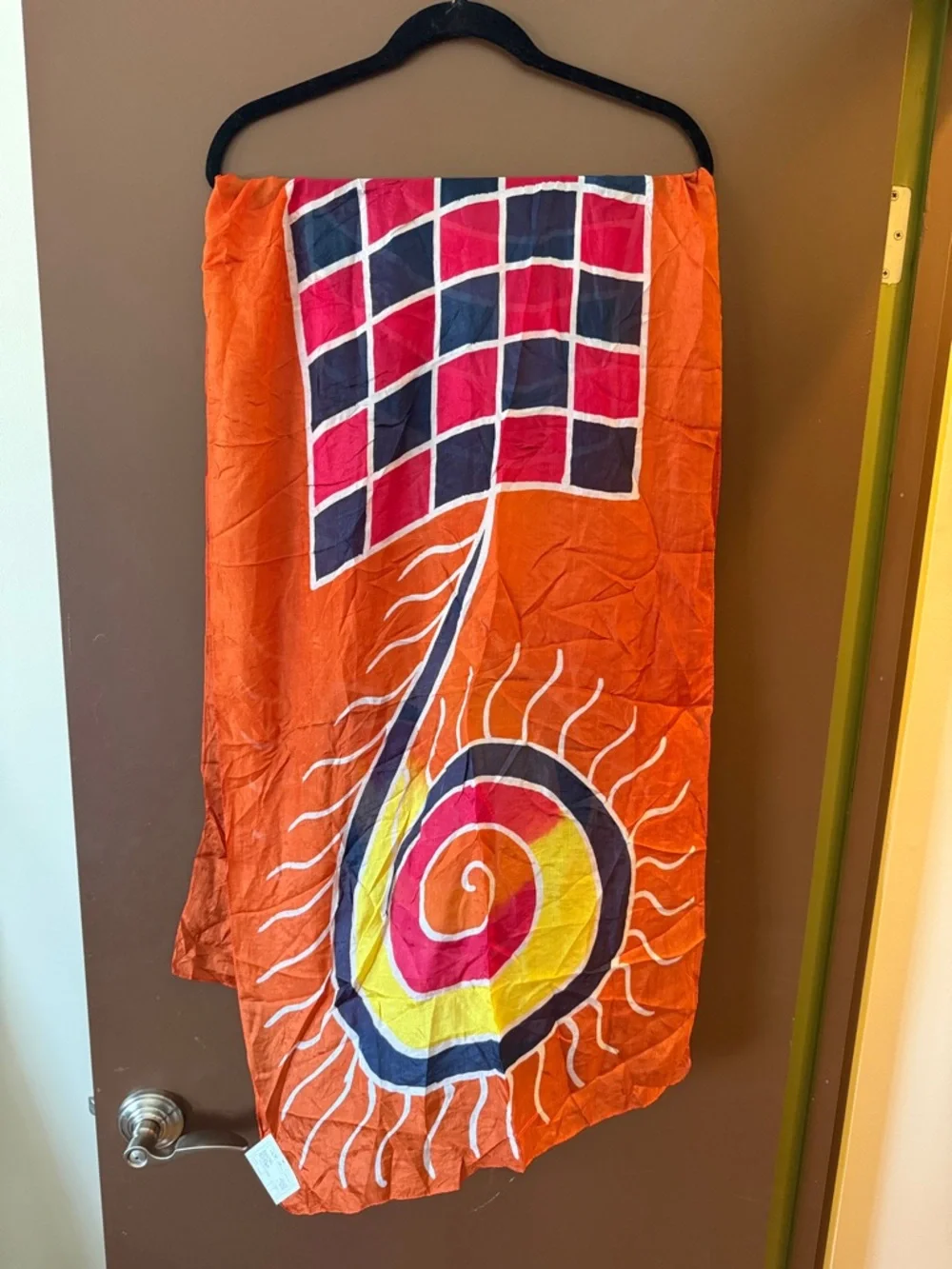 NWT Artisan Handmade in Bangladesh Hand-Painted Silk Scarf - Picture 1 of 4
